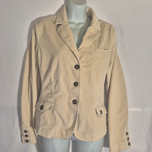 talbots Jackets & Blazers - Talbots cream colored stretch Corduroy jacket in size 14/Large